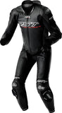Schwarze RST Race Dept V4.2 D3O Airbag Lederkombi für Motorrad, 1-teilig, detailreiche Nahaufnahme
