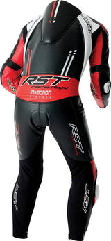 Schwarze, rote und weiße RST Race Dept V4.2 D3O Airbag Lederkombi für Motorradsport, einteilig, aus Leder, mit Airbag-Technologie