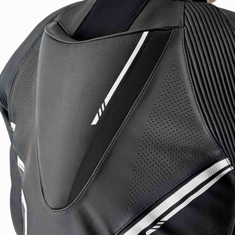 Schwarze und weiße RST S1 D3O Motorrad Lederkombi, 1-teilig, mit schützen, auf Motorrad eingestellt