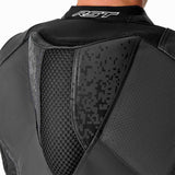 Schwarzleder-Motorradjacke von RST Pro Series Supersport-K mit D3O-Protektoren, Adventure-Stil, sichtbare Taschen und Verzierungen