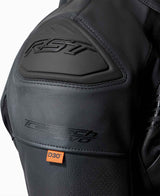 Schwarze RST Tractech Evo D3O Leder Motorradjacke, Touring, mit Protektoren und perforiertem Leder für optimalen Schutz und Komfort
