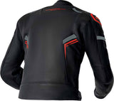 Schwarze und rote RST S1 D3O Leder Motorradjacke für Touren, mit protektiven D3O-Polstern, an einem Modell getragen.