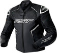 Schwarze und weiße RST S1 D3O Leder Motorradjacke für Touren, mit Schutzmaterial und sportlichem Design.