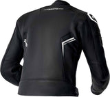 Schwarze und weiße RST S1 D3O Leder Motorradjacke für Touren, mit Schutzmaterial und sportlichem Design.