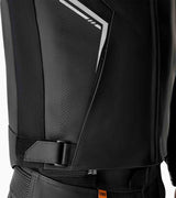 Schwarze und weiße RST S1 D3O Leder Motorradjacke für Touren, langlebiges Leder mit Schutzpolstern, sichtbares Design und Nähte