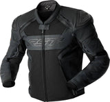 Schwarze RST S1 Mesh D3O Leder Motorradjacke, touring, mit Belüftung und Schutzprotektoren, auf einem Modell getragen.