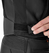 Schwarze RST S1 Mesh D3O Leder Motorradjacke für Touren, atmungsaktives Mesh und schützendes D3O-Protektoren.
