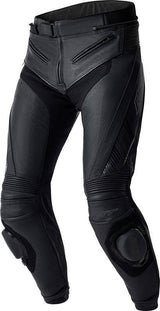 Schwarze RST Tractech Evo D30 Leder Motorradhose für Touring, mit Protektoren und verstärktem Sitzbereich.