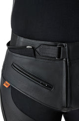 Schwarze RST Tractech Evo D30 Leder Motorradhose mit Flo Rot Akzenten, robuste Tourenhose mit Protektoren und Schulterverstärkungen