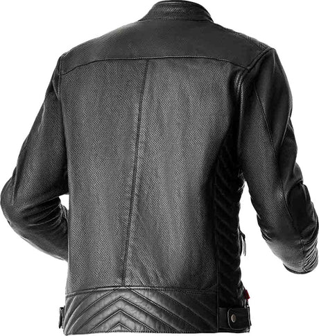 Schwarze RST Roadster Air D3O Leder Motorradjacke, klassische Motorradjacke mit Protektoren, sichtbare Details und Nähte.