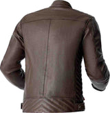 Braune RST Roadster Air D3O Leder Motorradjacke für Herren mit Protektoren, klassische Passform, sichtbare Details an Schultern und Reißverschluss