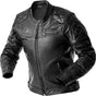 Schwarze RST Hillberry D3O Leder Motorradjacke im klassischen Design, mit Schutzpolstern und Reißverschlüssen.