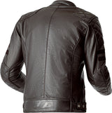 Braune RST Hillberry D3O Leder Motorradjacke, klassische Motorradjacke mit robustem Leder und D3O-Schutzeinsätzen, frontal sichtbar
