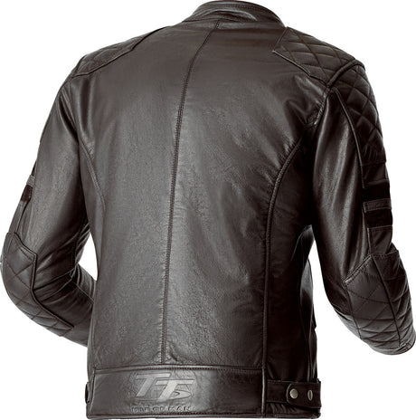 Braune RST Hillberry D3O Leder Motorradjacke, klassische Motorradjacke mit robustem Leder und D3O-Schutzeinsätzen, frontal sichtbar