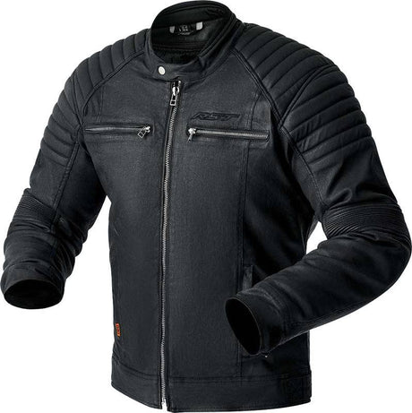 Schwarze RST Brixton D3O Textile Motorradjacke, klassische Jacken-Design, sichtbare Sicherheitsprotektoren an Schultern und Brust