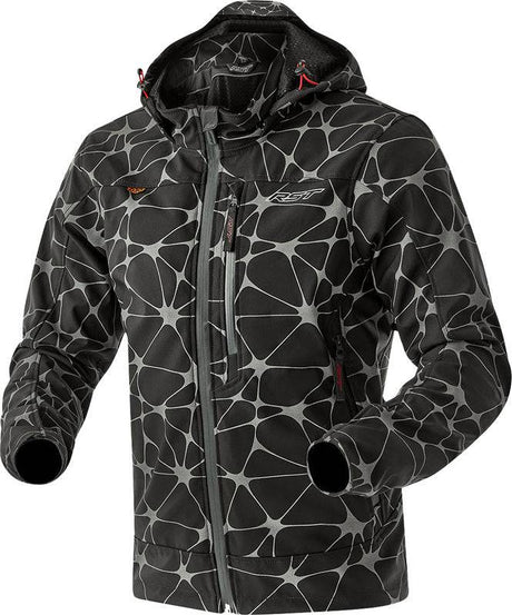 Schwarze und graue RST Havoc D3O Textile Motorradjacke für urbane Fahrten, robustes Design mit Schutzprotektoren.