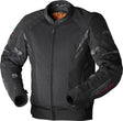 Schwarze RST Pro Series Ventilator D3O Textile Motorradjacke für Adventure, mit Belüftung und Schutzpolster, auf einem Motorrad.
