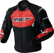 Schwarz-rote RST Tractech D3O Textil-Motorradjacke für Touren, mit Protektoren, sichtbar in Nahaufnahme