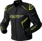 Schwarz-gelbe RST S1 D3O Textil Motorradjacke für Touren, mit Schutzprotektoren und reflektierenden Elementen.