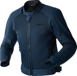 RST Spectre Air D3O Textil Motorradjacke in Navy, Touring-Jacke mit Luftbelüftung und Schutzprotektoren, vorne und seitlich sichtbar