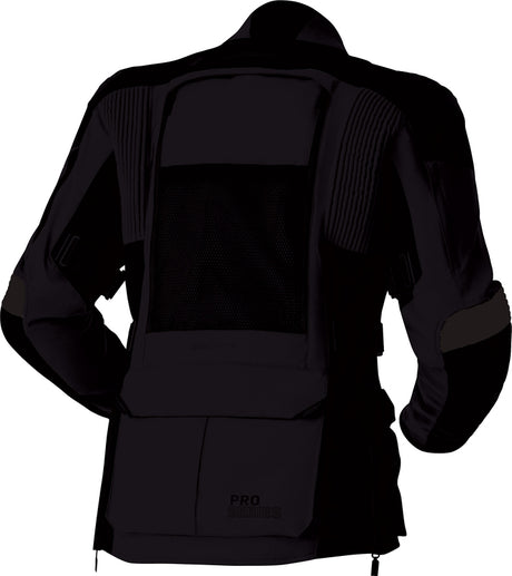 Schwarze RST Pro Series Adventure D3O Motorradjacke mit Schutzpolsterung, sichtbare Reißverschlüsse und reflektierende Details