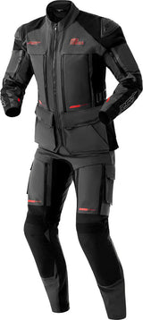 Graue und schwarze RST Pro Series Adventure D3O Motorradjacke mit Schutzpolstern, für vielseitigen Motorradausflug, Nahaufnahme