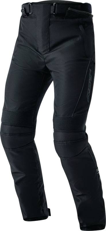 Schwarze RST S1 D3O Textile Motorradhose in Kurzgröße mit Touringschnitt, Schutz- und Komfortmerkmale sichtbar.