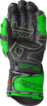 RST Pro Series GP D3O Motorradhandschuhe in Schwarz und Flo Grün, Racing-Handschuhe mit schützenden D3O-Elementen.