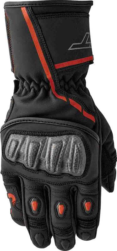 Schwarze RST S1 Motorradhandschuhe mit roten Details, robustes Leder, für sicheren Schutz beim Motorradfahren.