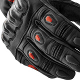 Schwarze RST S1 Motorradhandschuhe mit roten Flows, robuste Lederhandschuhe für den Schutz beim Motorradfahren