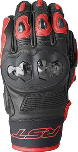 Schwarze und rote RST Freestyle 3 D3O Motorradhandschuhe mit Knöchelprotektoren und atmungsaktivem Material.