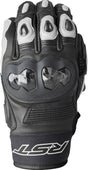 Schwarze und weiße RST Freestyle 3 D3O Motorradhandschuhe mit Knöchelschutz und atmungsaktivem Material.