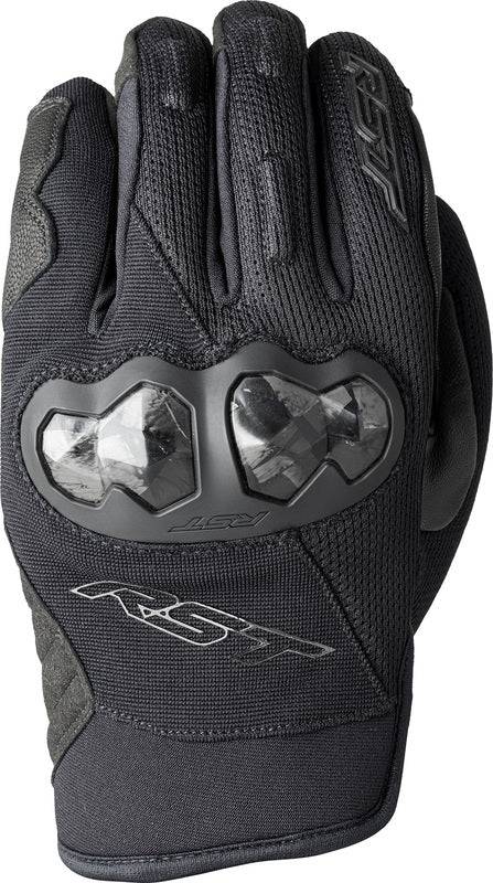 Schwarze RST Jetstream Motorradhandschuhe aus Leder mit Schutzpolstern für sicheren Motorradsport.