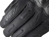 Schwarze RST Jetstream Motorradhandschuhe aus Leder mit verstärkten Fingern und Knöchelschutz, für sicheren Motorradkomfort.