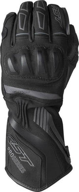 Schwarze RST Pro Series Vega Motorradhandschuhe aus Leder mit Knöchelschutz und atmungsaktivem Material für sicheren Fahrschutz.