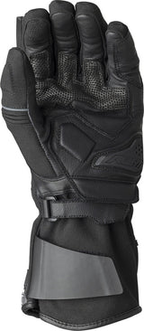 Schwarze RST Pro Series Vega Motorradhandschuhe aus Leder mit Knöchelschützern und verstellbaren Riemen.