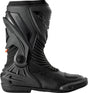 Schwarze RST TracTech Evo D3O Motorradstiefel im Racing-Stil, langlebiges Schuhwerk für Rennfahrer mit D3O-Schutz.