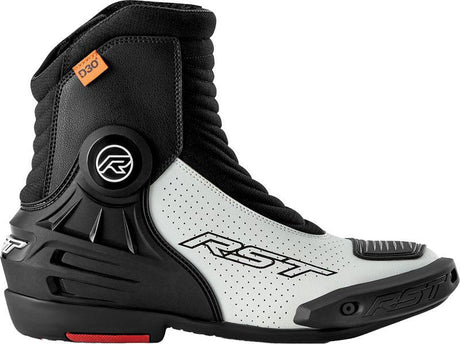 Schwarze und weiße RST TracTech Evo D3O Motorrad-Racingstiefel, kurze Schutzstiefel für sportliches Fahren