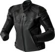 Schwarze RST S1 D3O Damen Motorradjacke aus Leder, touring Jacke mit Schutzpolstern, auf einem Model getragen.