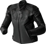 Schwarze RST S1 D3O Damen Motorradjacke aus Leder, touring Jacke mit Schutzpolstern, auf einem Model getragen.