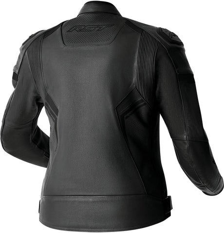 Schwarze RST S1 D3O Damen Motorradjacke aus Leder, Tourenjacke mit Schutzprotektoren, modernes Design, sichtbar auf dem Bild