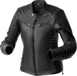 Schwarze Damen Motorradjacke RST Roadster Air D3O Leder, klassische Jacken-Form, mit Schutzprotektoren sichtbar.