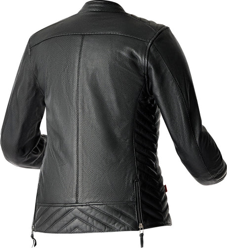 Schwarze Damen Motorradjacke RST Roadster Air D3O Leder, klassische Jacken-Design, sichtbare Reißverschlüsse und Protektoren.