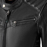 Schwarze Damen Motorradjacke RST Roadster Air D3O Leder, klassische Jacken-Design, sichtbare Schulter- und Armprotektoren