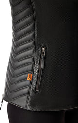 Schwarze Damen Motorradjacke RST Roadster Air D3O Leder, klassische Schnittlinie, robuste Nähte und belüftete Passform.