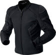Schwarze RST S1 D3O Textil Motorradjacke für Damen, touring, mit Schutzprotektoren, auf einem weißen Hintergrund.
