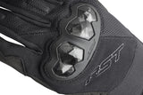 Schwarze RST Jetstream Damen Motorradhandschuhe aus Leder mit Knöchelprotektoren und atmungsaktiven Einsätzen.