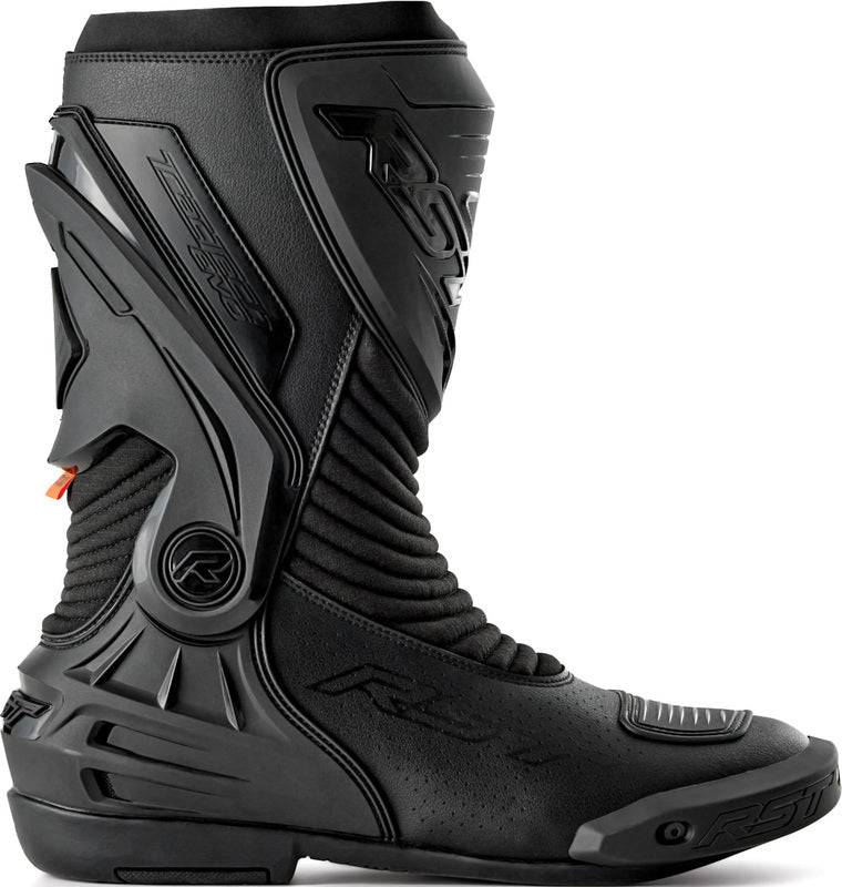 Schwarze RST TracTech Evo D3O Damen Motorradstiefel im Racing-Stil, robuste und sichere Stiefel für Damen, Nahaufnahme