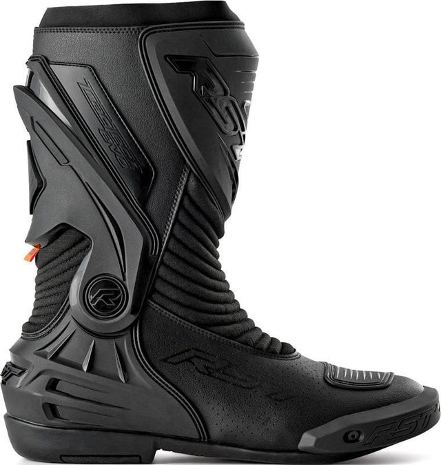 Schwarze RST TracTech Evo D3O Damen Motorradstiefel im Racing-Stil, robuste und sichere Stiefel für Damen, Nahaufnahme