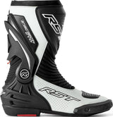 Schwarze und weiße RST TracTech Evo D3O Damen Motorrad-Racingstiefel mit Schutzpolster, sportliches Design, robuste Verarbeitung